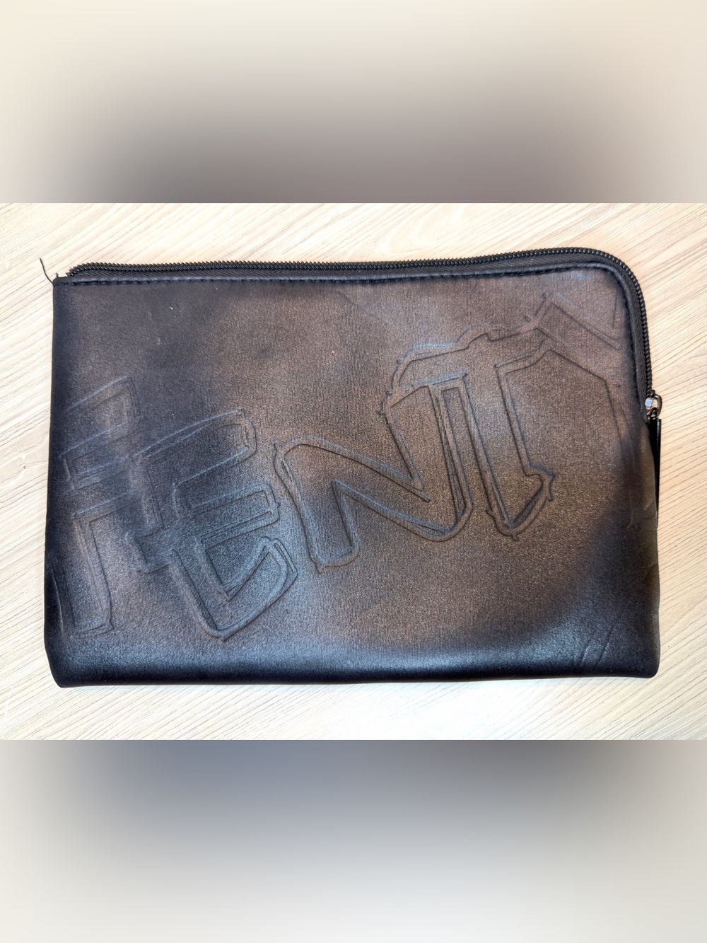 FENTY Black Leather Cosmetic Makeup‎ Zip Pouch Clutch Bag - Picture 3 of 6